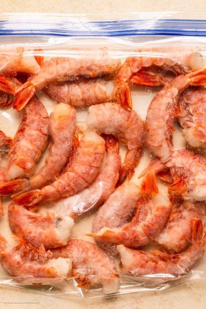 Frozen shrimp seafood preserved by MG Royal Empire, premium seafood supplier based in Tujereng, The Gambia.